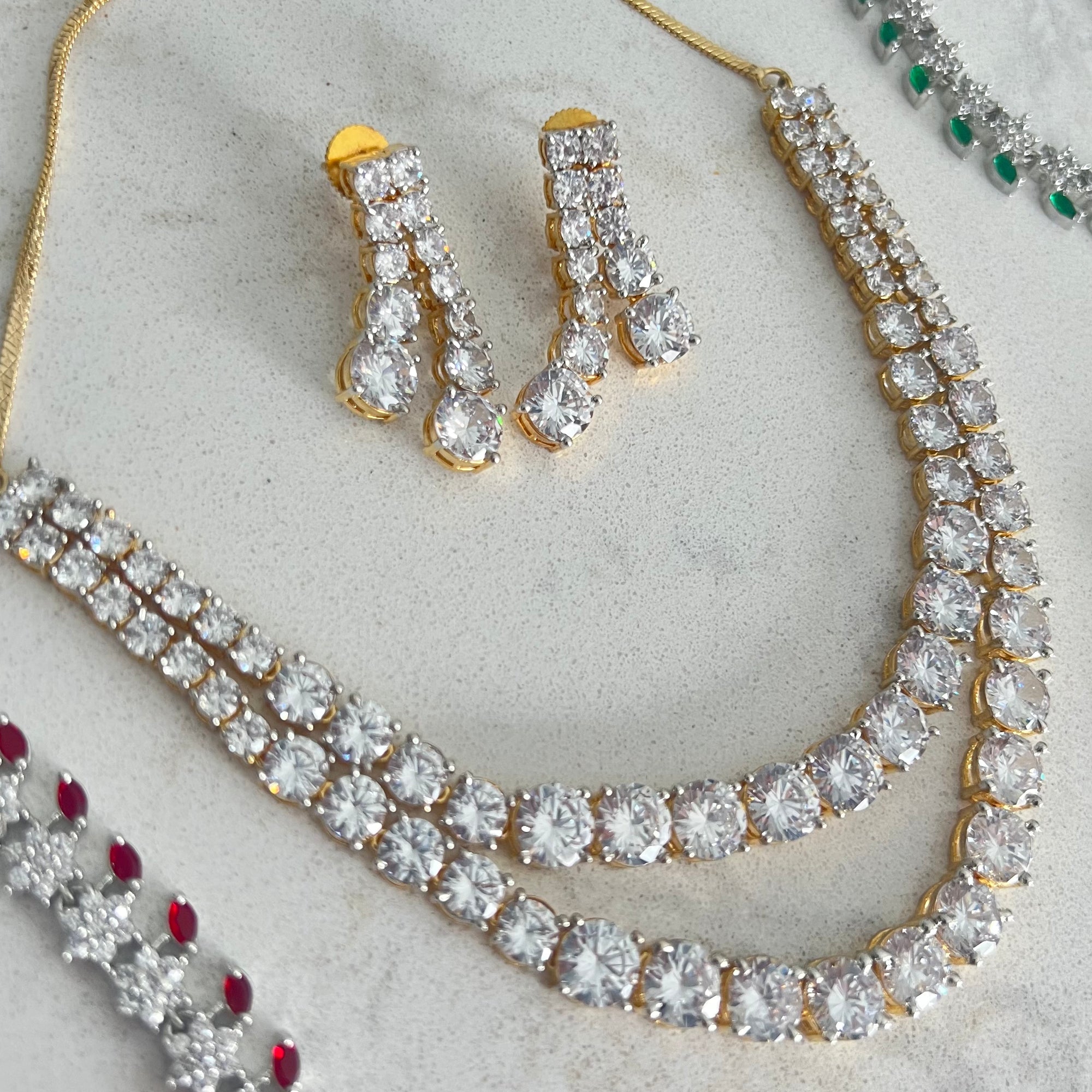 Silver American Diamond 2–tier Set | Ready-to-ship