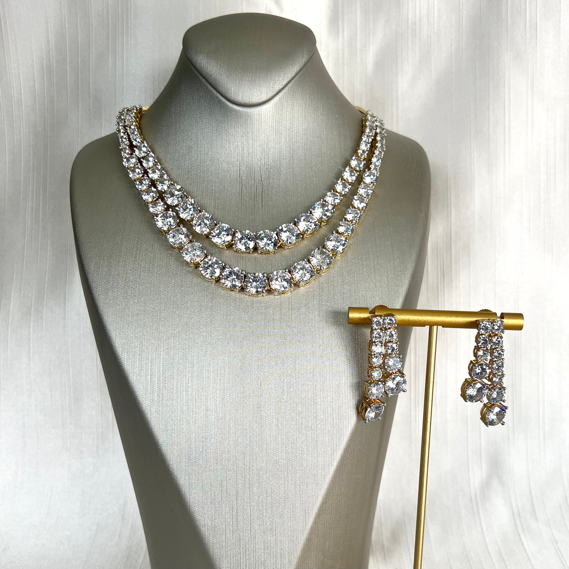 Silver American Diamond 2–tier Set | Ready-to-ship
