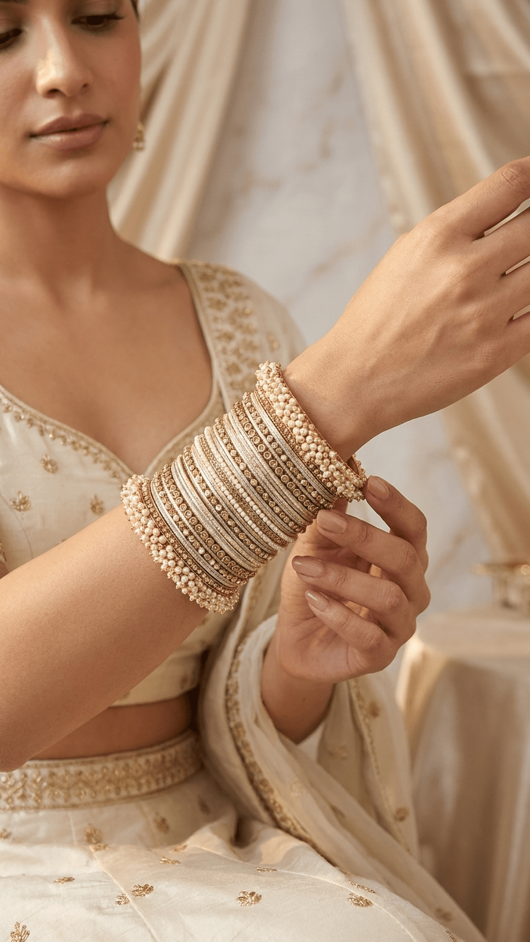 Jaya Gold & Grey Bangle set | Ready - to - ship - Touch Of Elegance