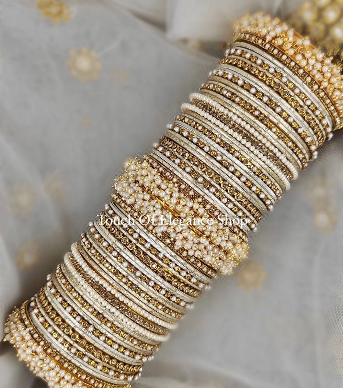 Jaya Gold & Grey Bangle set | Ready - to - ship - Touch Of Elegance
