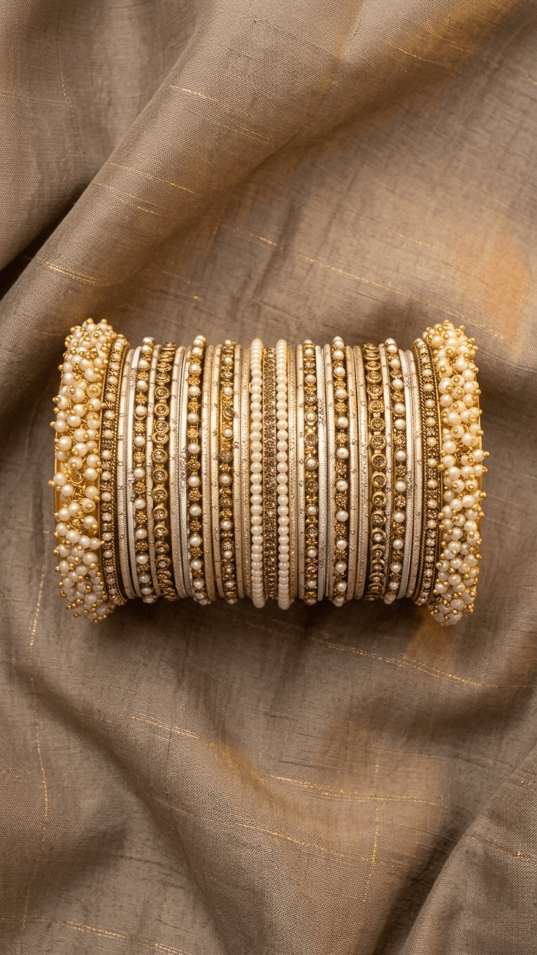 Jaya Gold & Grey Bangle set | Ready - to - ship - Touch Of Elegance