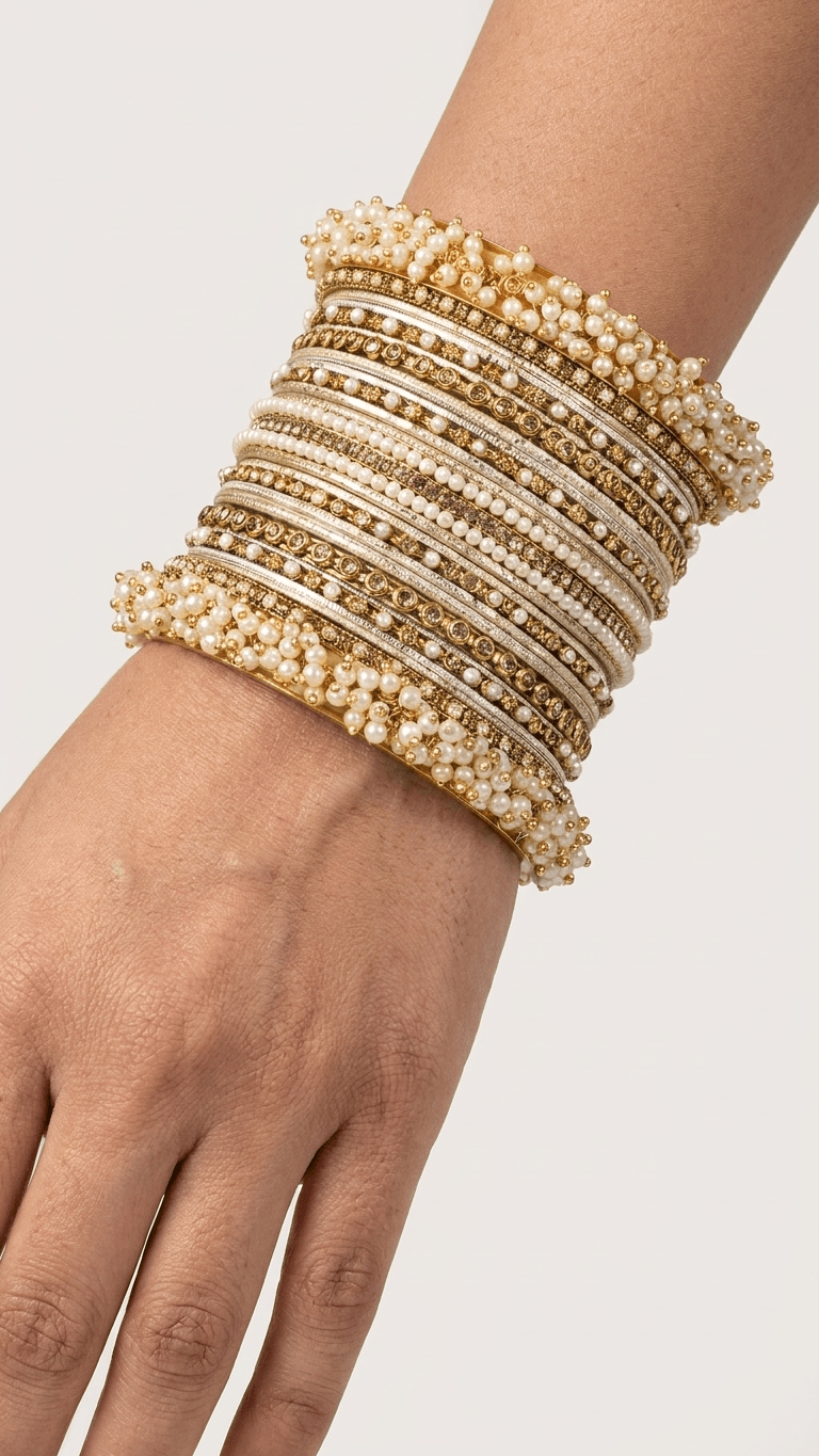 Jaya Gold & Grey Bangle set | Ready - to - ship - Touch Of Elegance
