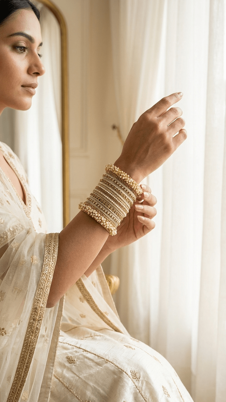 Jaya Gold & Grey Bangle set | Ready - to - ship - Touch Of Elegance