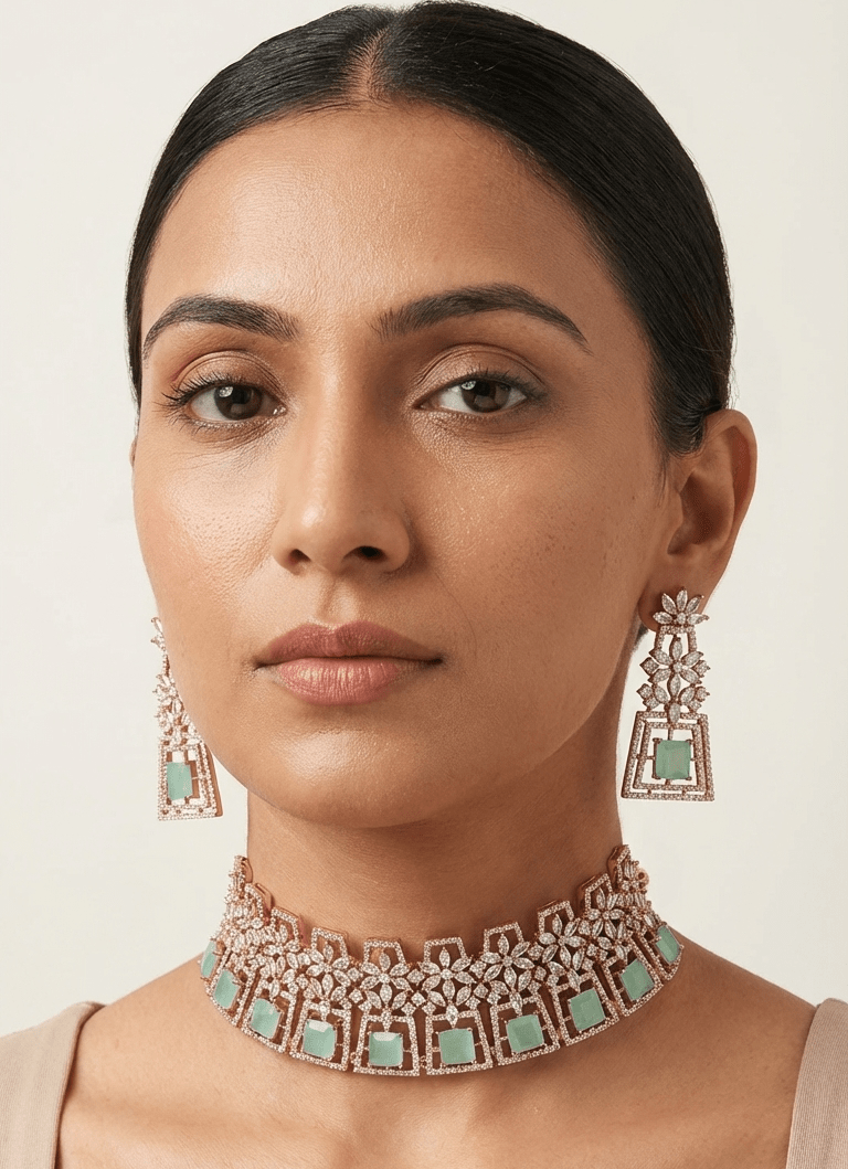 Jiya American Diamond Set | Ready - to - ship - Touch Of Elegance
