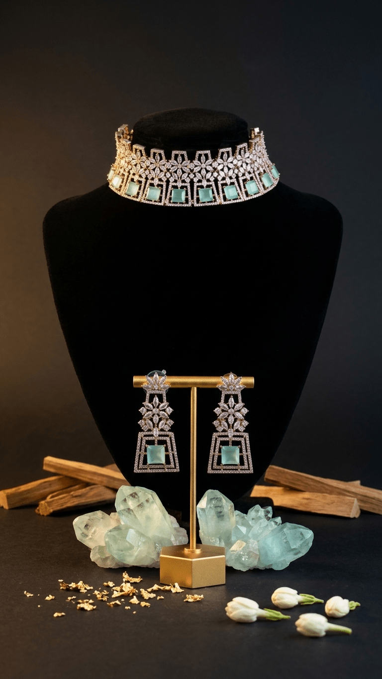 Jiya American Diamond Set | Ready - to - ship - Touch Of Elegance