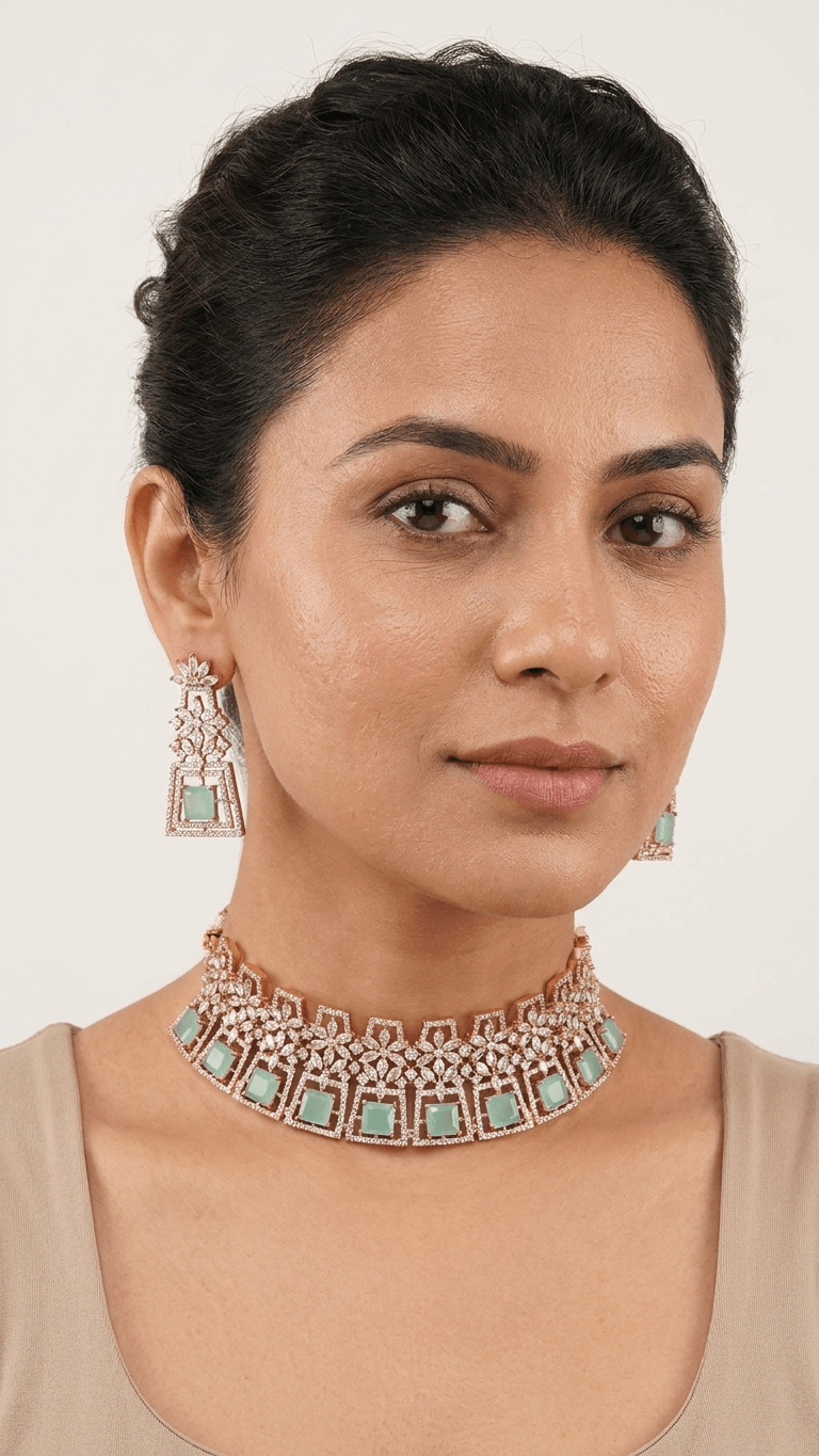 Jiya American Diamond Set | Ready - to - ship - Touch Of Elegance