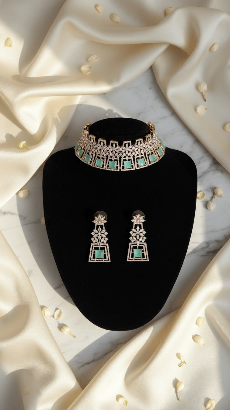 Jiya American Diamond Set | Ready - to - ship - Touch Of Elegance