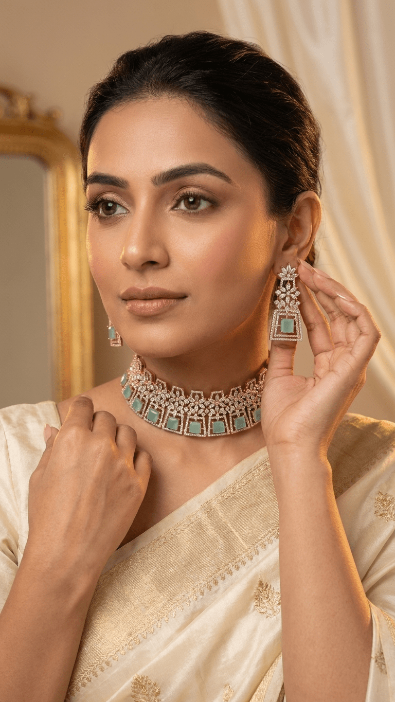 Jiya American Diamond Set | Ready - to - ship - Touch Of Elegance