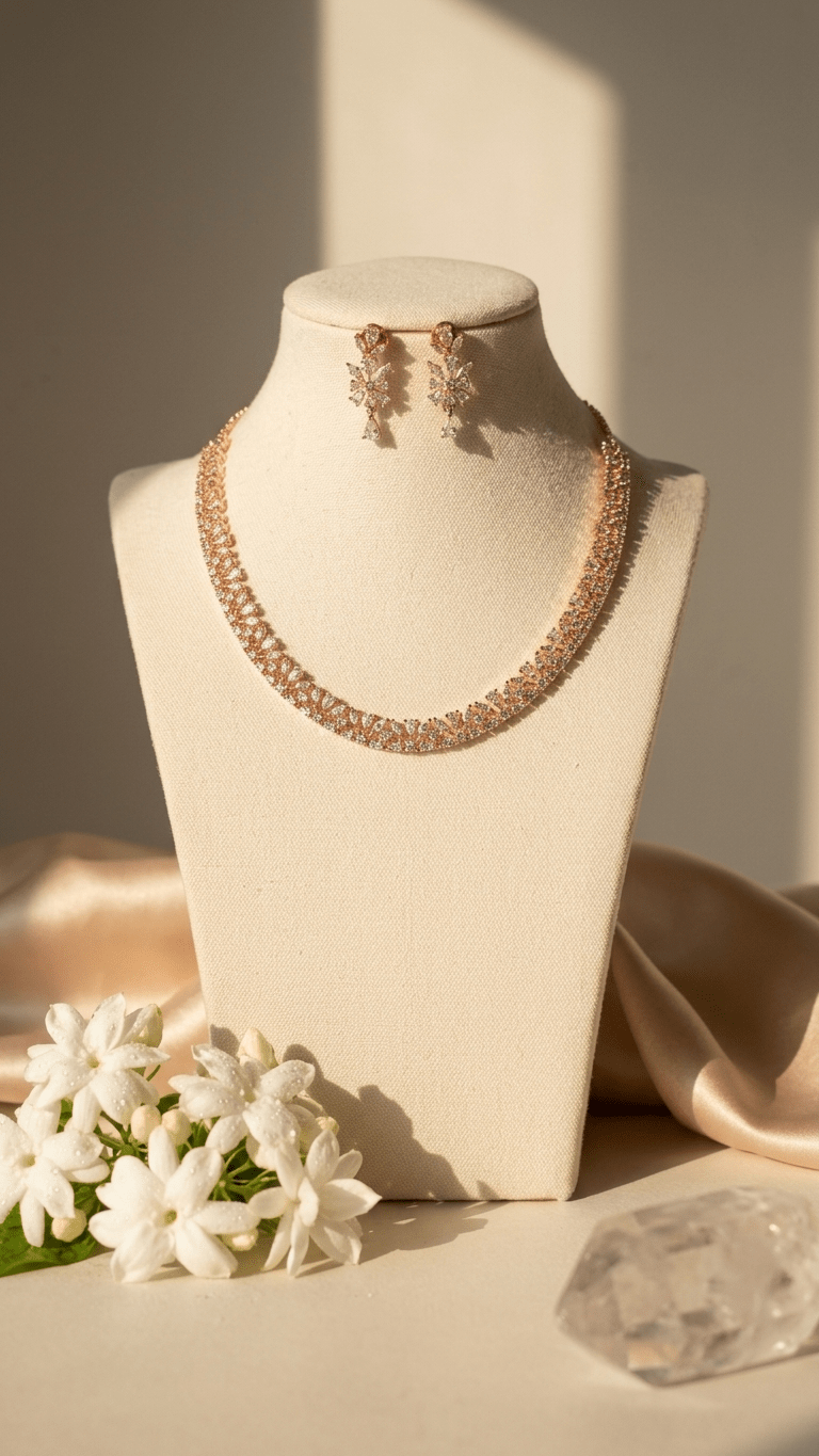 Jiya American Diamond Set | Ready-to-ship - Touch Of Elegance