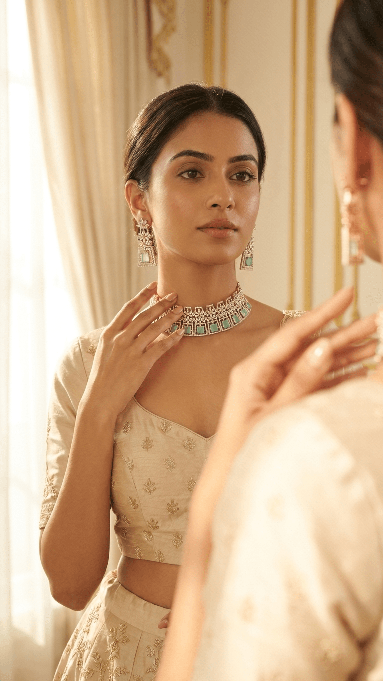 Jiya American Diamond Set | Ready - to - ship - Touch Of Elegance