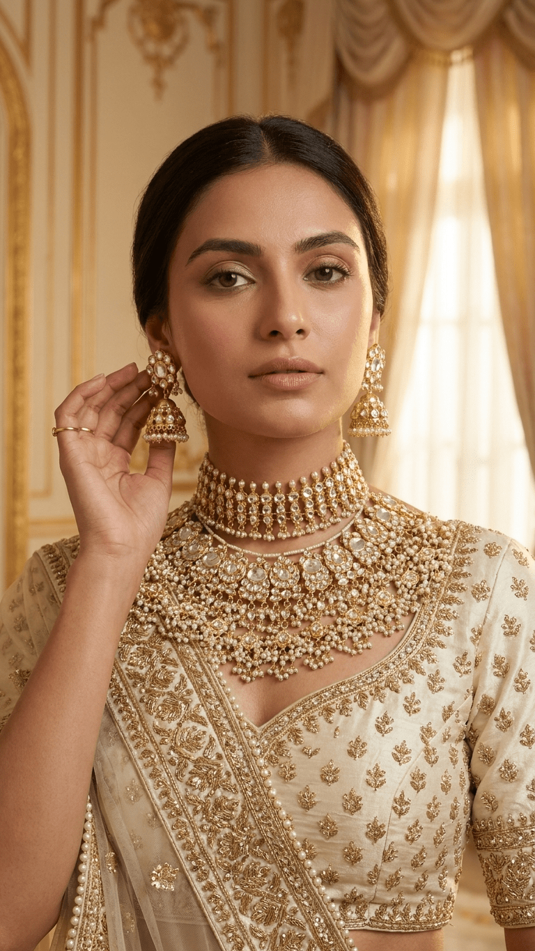 Kamal Pachi Kundan Bridal Set | Pre - order - Touch Of Elegance