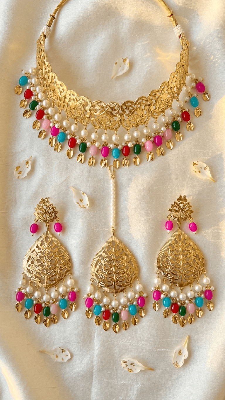 Kiran Pippal Patti Multi Set | Ready - to - ship - Touch Of Elegance