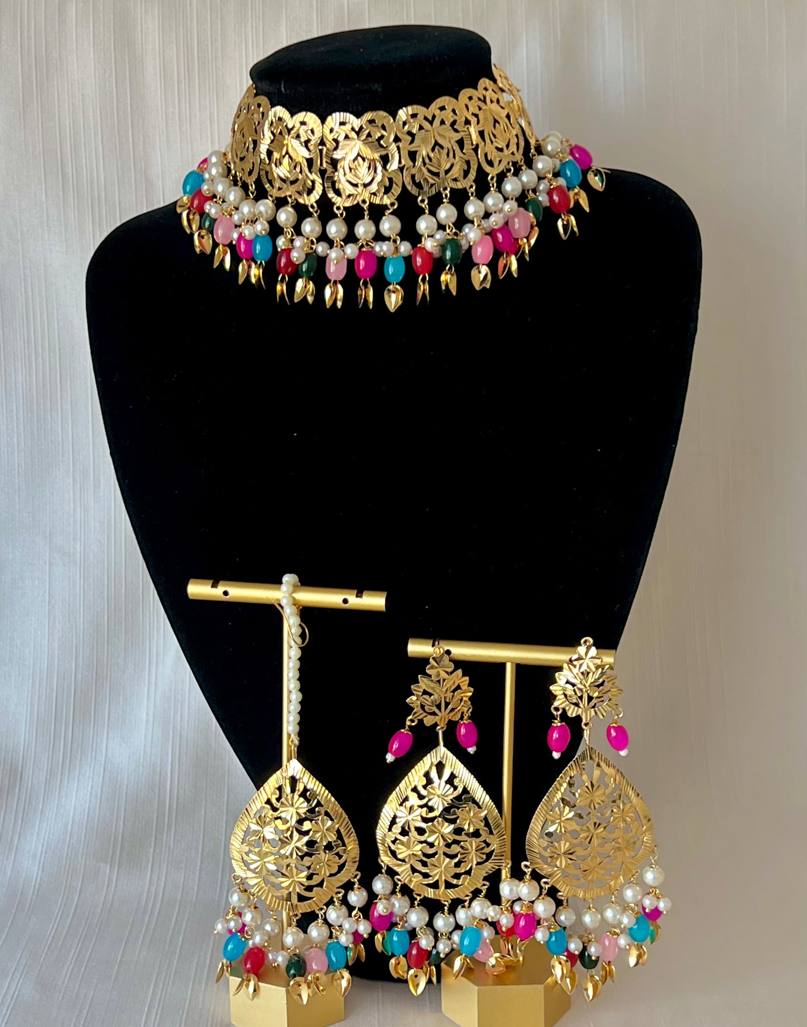 Kiran Pippal Patti Multi Set | Ready - to - ship - Touch Of Elegance
