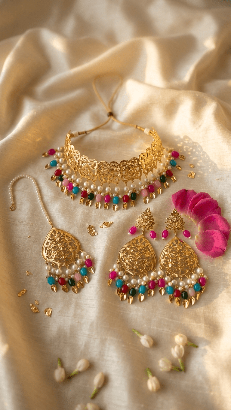 Kiran Pippal Patti Multi Set | Ready - to - ship - Touch Of Elegance