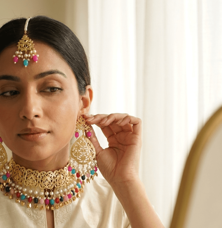 Kiran Pippal Patti Multi Set | Ready - to - ship - Touch Of Elegance