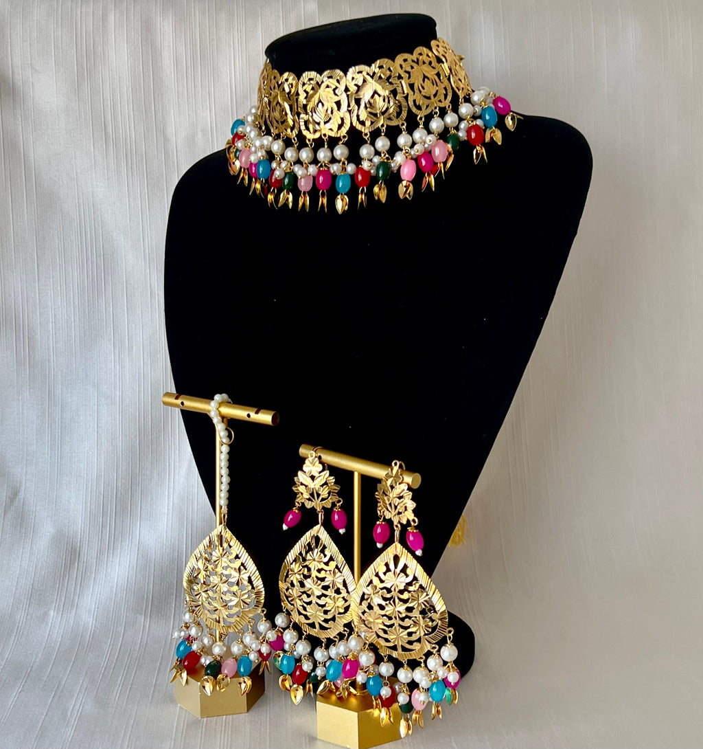 Kiran Pippal Patti Multi Set | Ready - to - ship - Touch Of Elegance