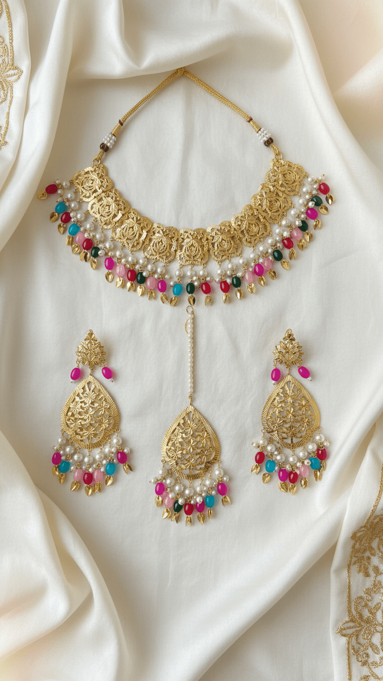 Kiran Pippal Patti Multi Set | Ready - to - ship - Touch Of Elegance