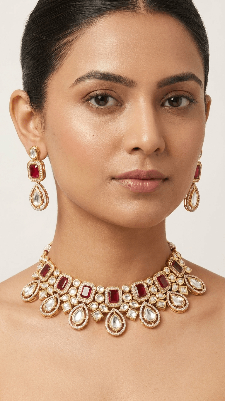 Kiran Set • Red | Ready-to-ship - Touch Of Elegance