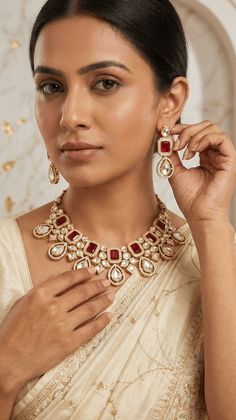 Kiran Set • Red | Ready-to-ship - Touch Of Elegance