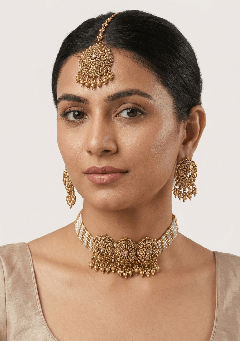 Leena Gold Set | Ready - to - ship - Touch Of Elegance