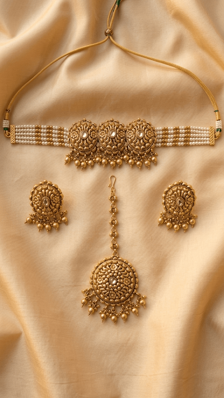 Leena Gold Set | Ready - to - ship - Touch Of Elegance