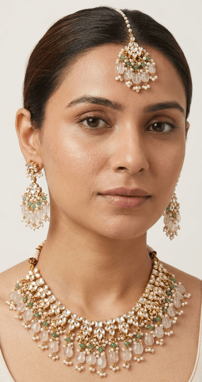 Lotus Kundan Set | Ready - to - ship - Touch Of Elegance