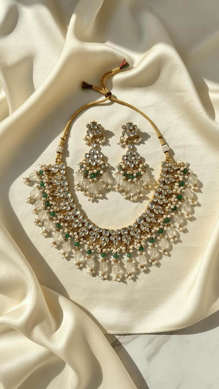 Lotus Kundan Set | Ready - to - ship - Touch Of Elegance