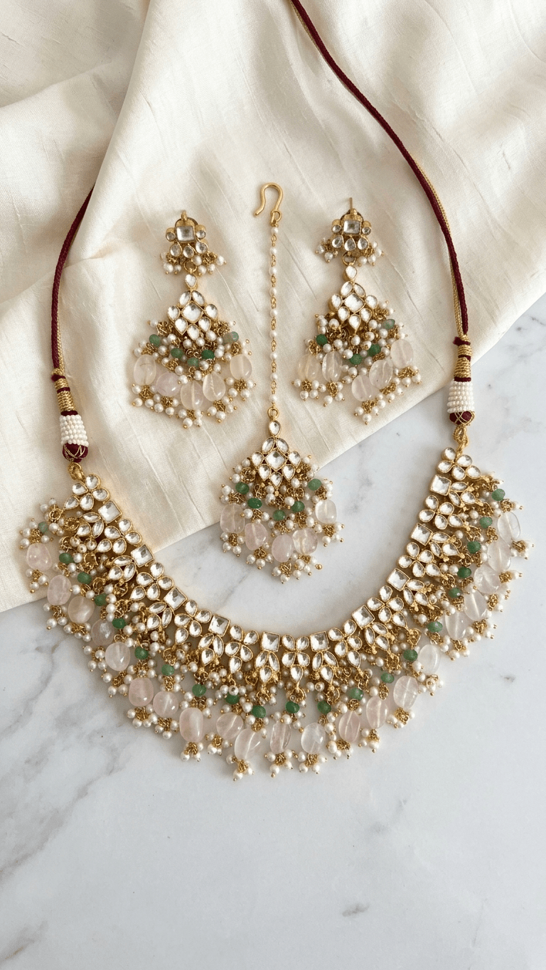 Lotus Kundan Set | Ready - to - ship - Touch Of Elegance