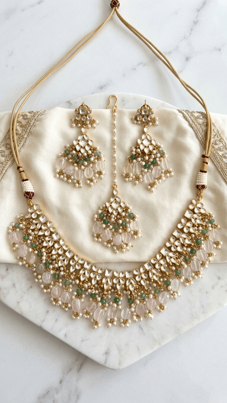 Lotus Kundan Set | Ready - to - ship - Touch Of Elegance