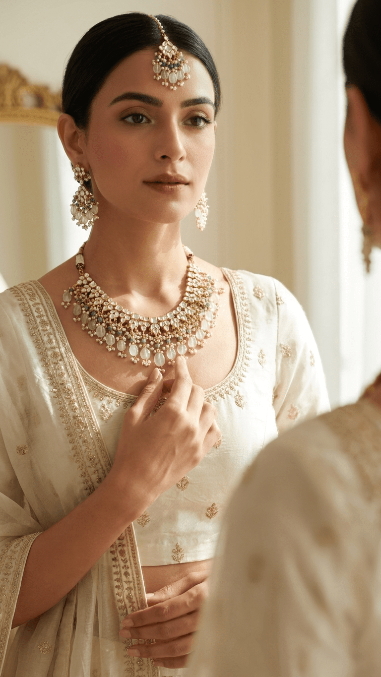 Lotus Kundan Set | Ready-to-ship - Touch Of Elegance