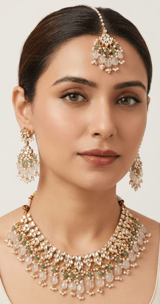 Lotus Kundan Set | Ready-to-ship - Touch Of Elegance