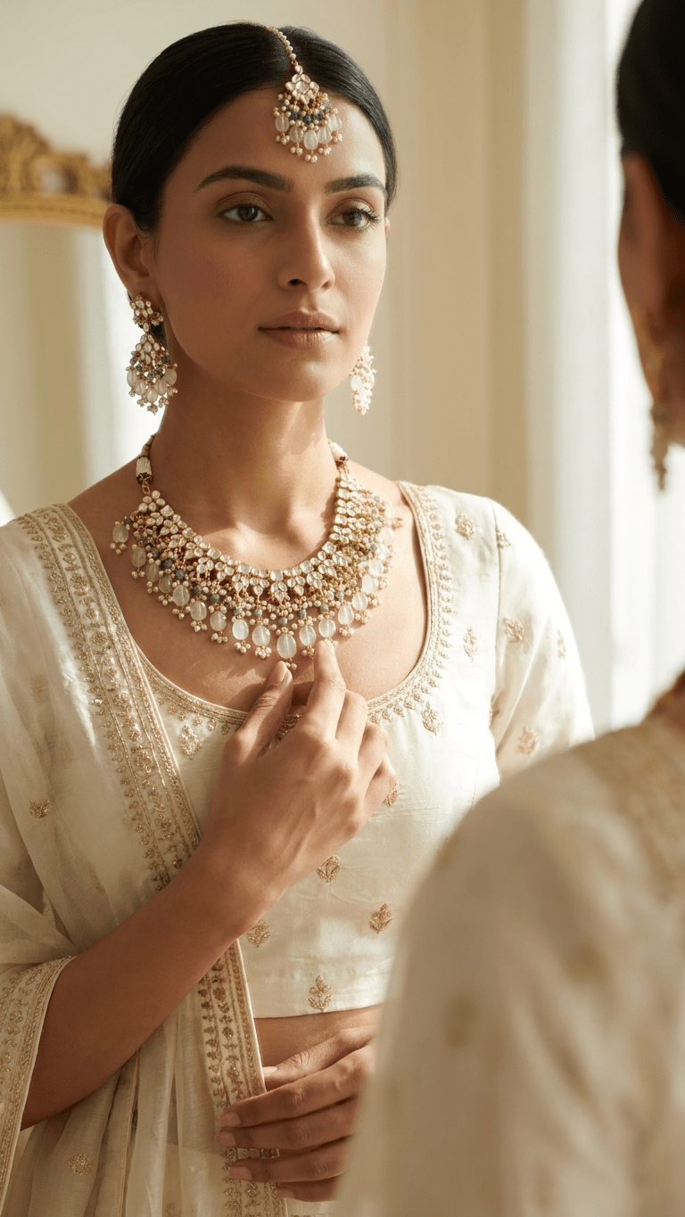 Lotus Kundan Set | Ready - to - ship - Touch Of Elegance