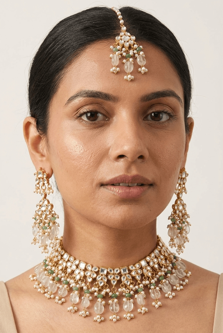 Lotus Kundan Set | Ready - to - ship - Touch Of Elegance