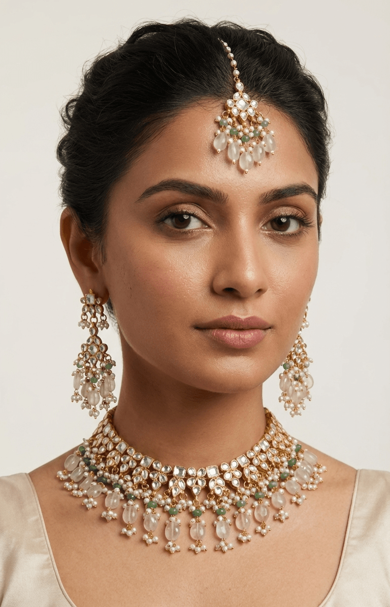 Lotus Kundan Set | Ready - to - ship - Touch Of Elegance