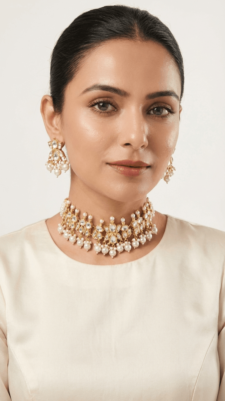 Madrid Pearl Set - Pachi Kundan | Ready-to-ship - Touch Of Elegance