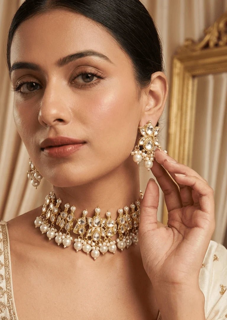 Madrid Pearl Set - Pachi Kundan | Ready-to-ship - Touch Of Elegance