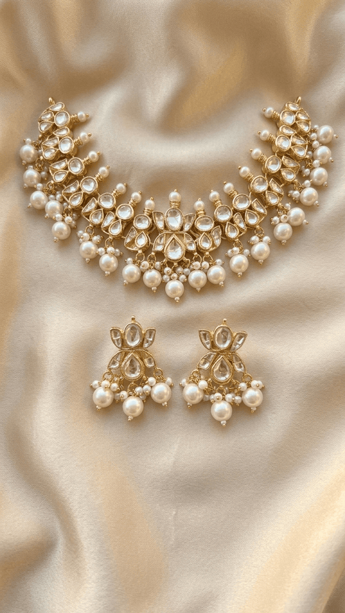 Madrid Pearl Set - Pachi Kundan | Ready - to - ship - Touch Of Elegance
