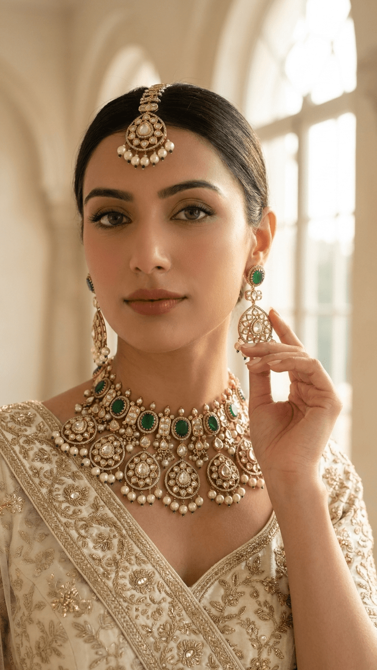 Mehal Emerald Set | Ready-to-ship - Touch Of Elegance