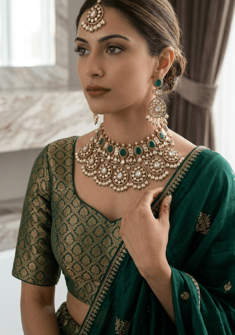 Mehal Emerald Set | Ready-to-ship - Touch Of Elegance