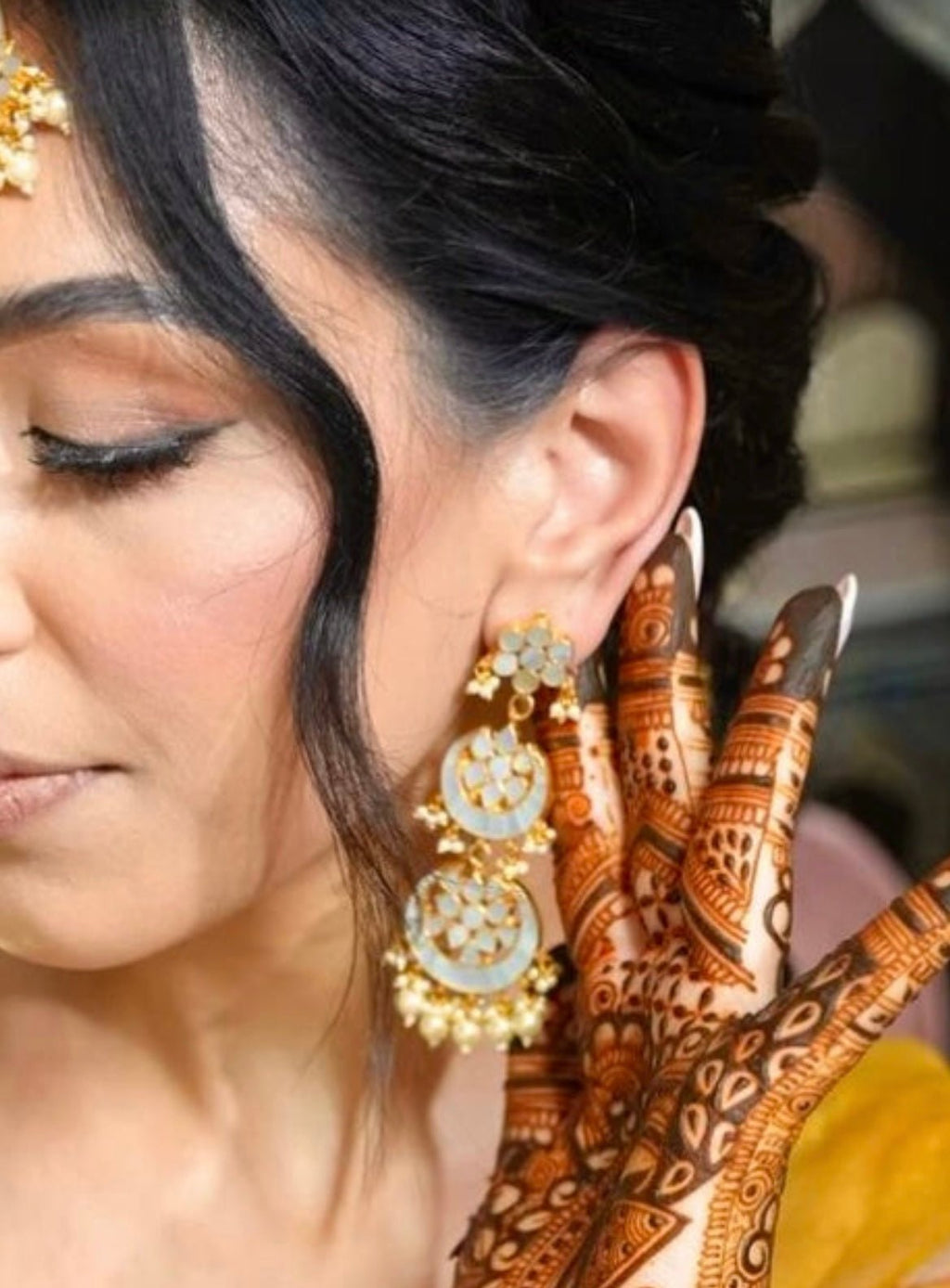 Mother of Pearl Statement Earrings | Made - to - order - Touch Of Elegance