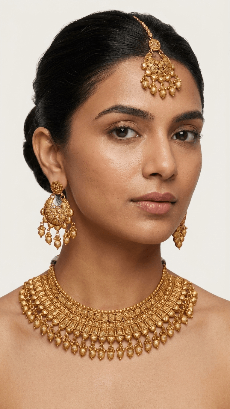 Naina Gold Set | Ready-to-ship - Touch Of Elegance