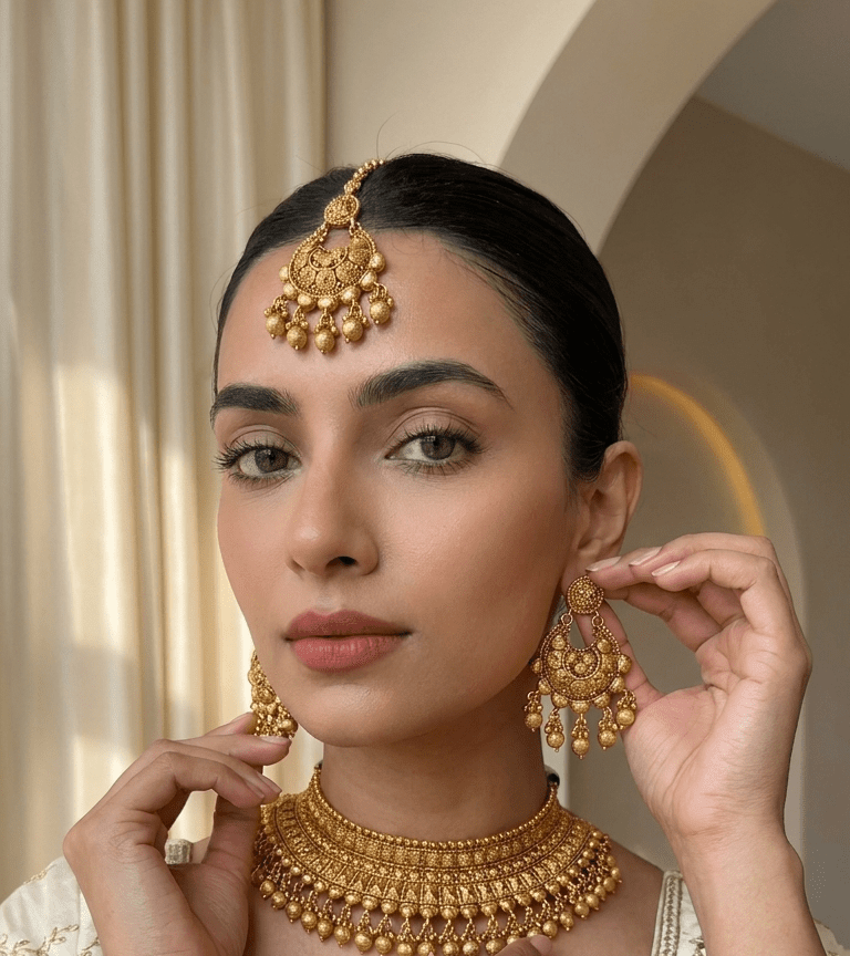 Naina Gold Set | Ready-to-ship - Touch Of Elegance