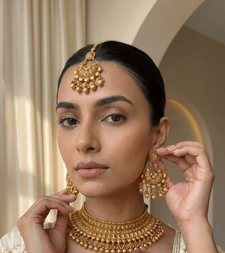 Naina Gold Set | Ready-to-ship - Touch Of Elegance