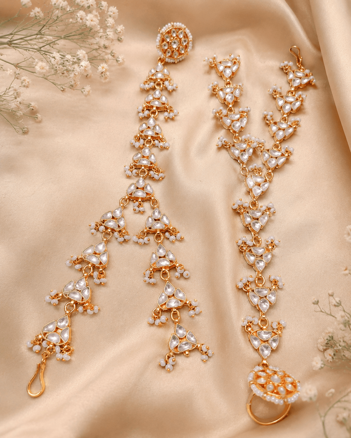 Pachi Kundan Haath Phool | Made - on - order - Touch Of Elegance