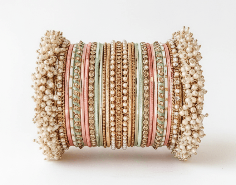 Pink and Sage Bangle Set | Ready - to - ship - Touch Of Elegance