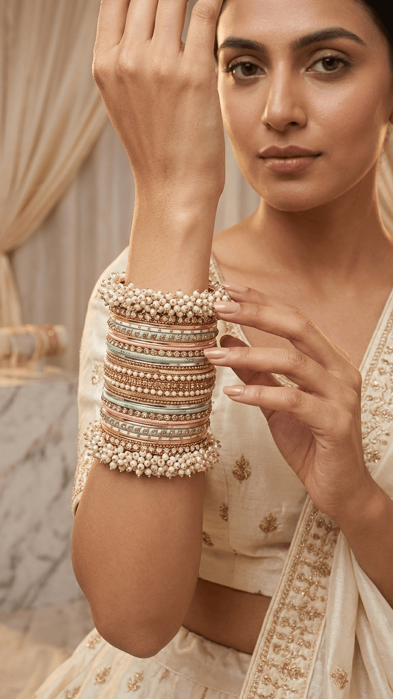 Pink and Sage Bangle Set | Ready - to - ship - Touch Of Elegance