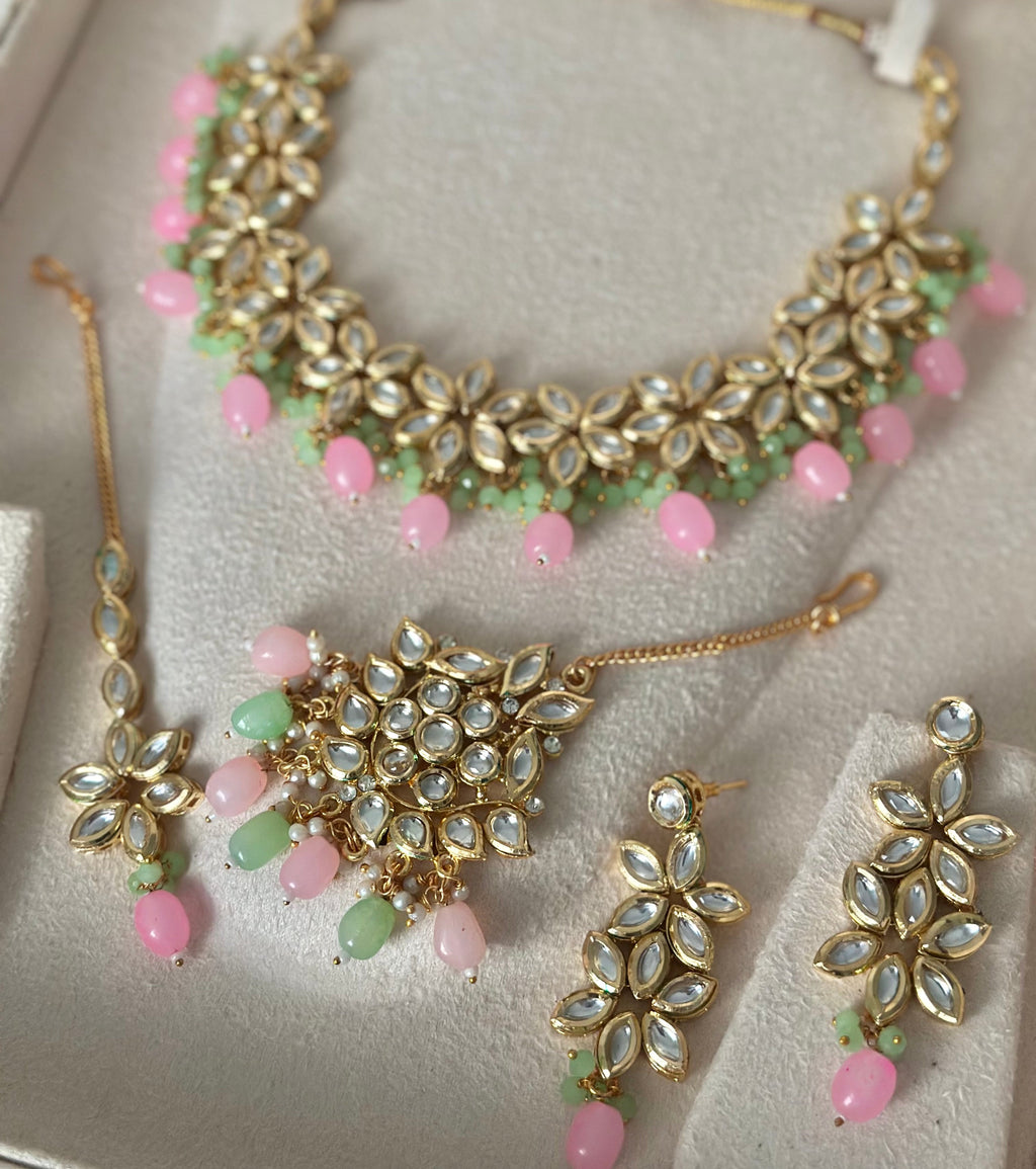 Pink & Green Lotus Set | Ready - to - ship - Touch Of Elegance