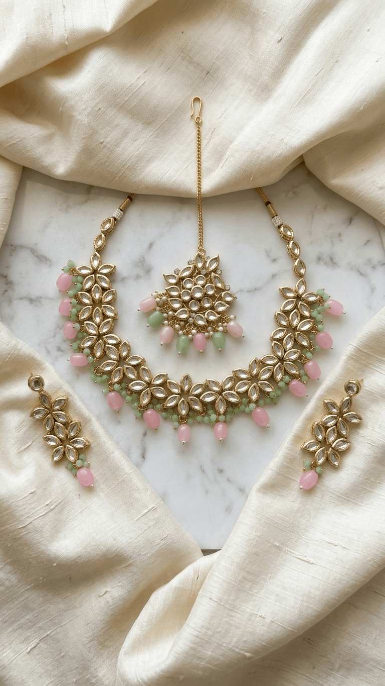 Pink & Green Lotus Set | Ready - to - ship - Touch Of Elegance