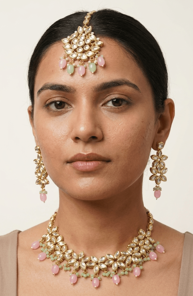 Pink & Green Lotus Set | Ready - to - ship - Touch Of Elegance