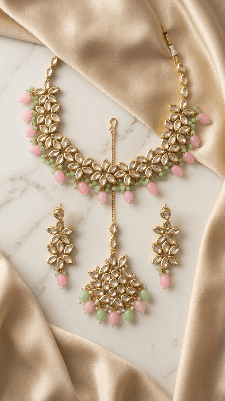 Pink & Green Lotus Set | Ready - to - ship - Touch Of Elegance
